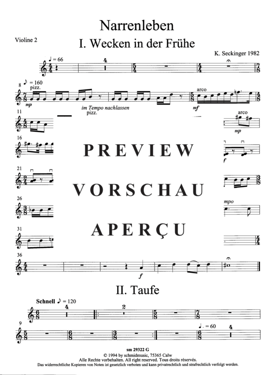 Product gallery: Page 2 of 5 Narrenleben , , (Suite for trumpet + ensemble) Violin2