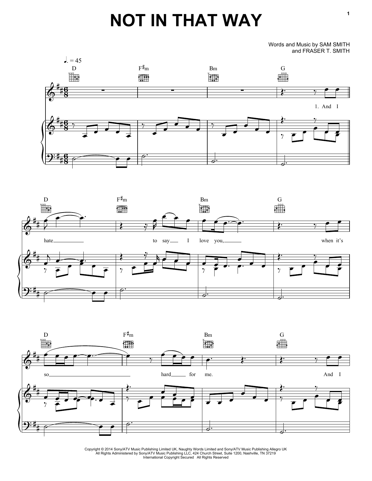 Produktbild zu:  Not In That Way - Sam Smith