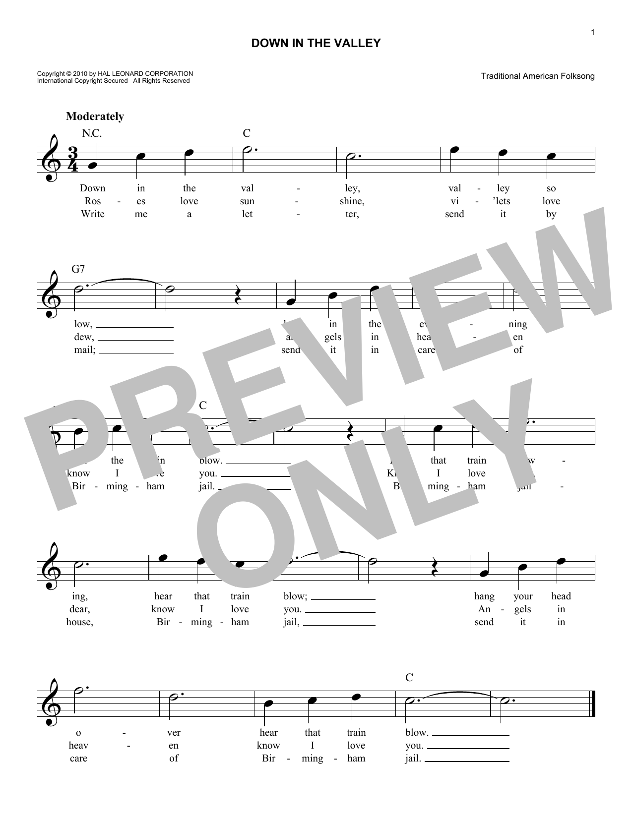 Produktgalerie: Seite 1 von 1 Down In The Valley, Traditional American Folksong