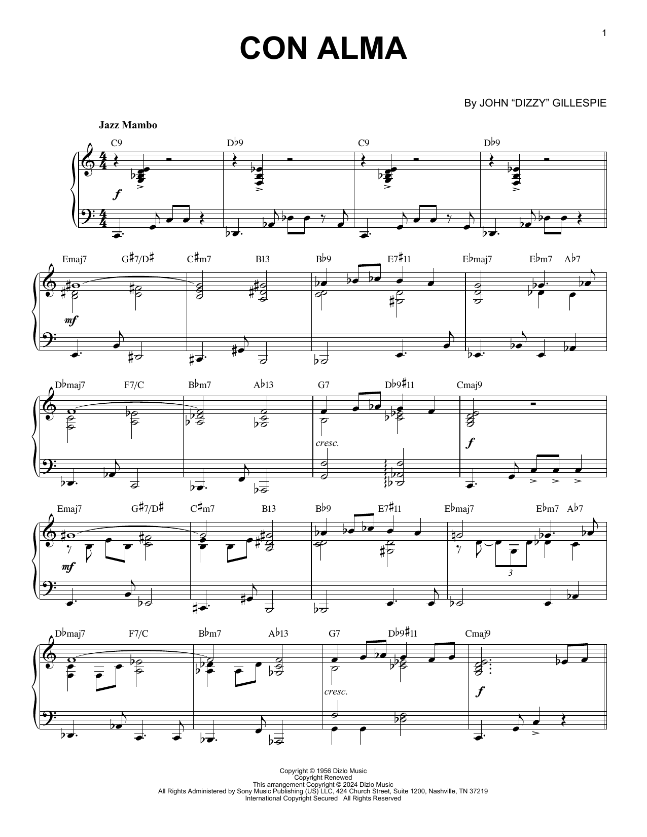 Produktgalerie: Seite 1 von 1 Con Alma (arr. Brent Edstrom), Dizzy Gillespie, Klavier