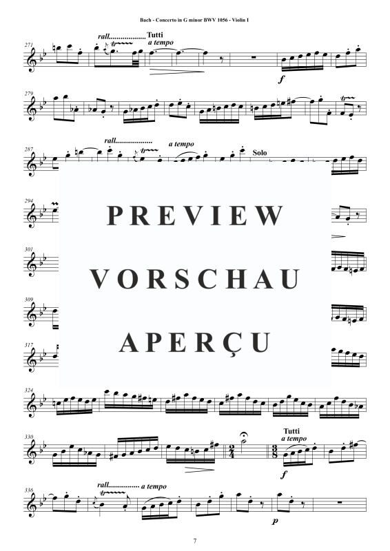 Product gallery: Page 8 of 11 Concerto in G-Moll BWV 1056, , String Quartet - Individual Parts