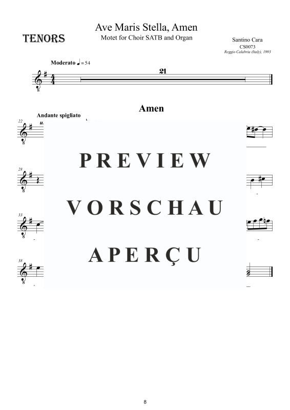 Produktgalerie: Seite 9 von 10 Ave Maris Stella, Amen - Motette, , Gemischter Chor und Orgel