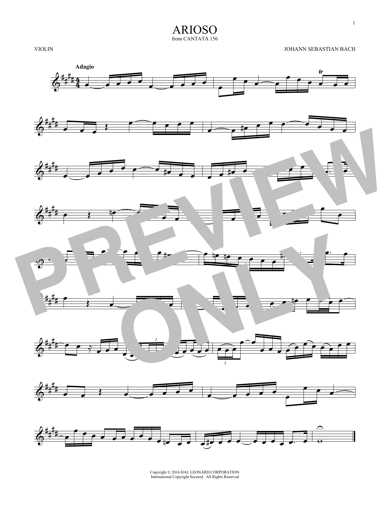 Produktgalerie: Seite 1 von 1 Arioso, Johann Sebastian Bach, Violine