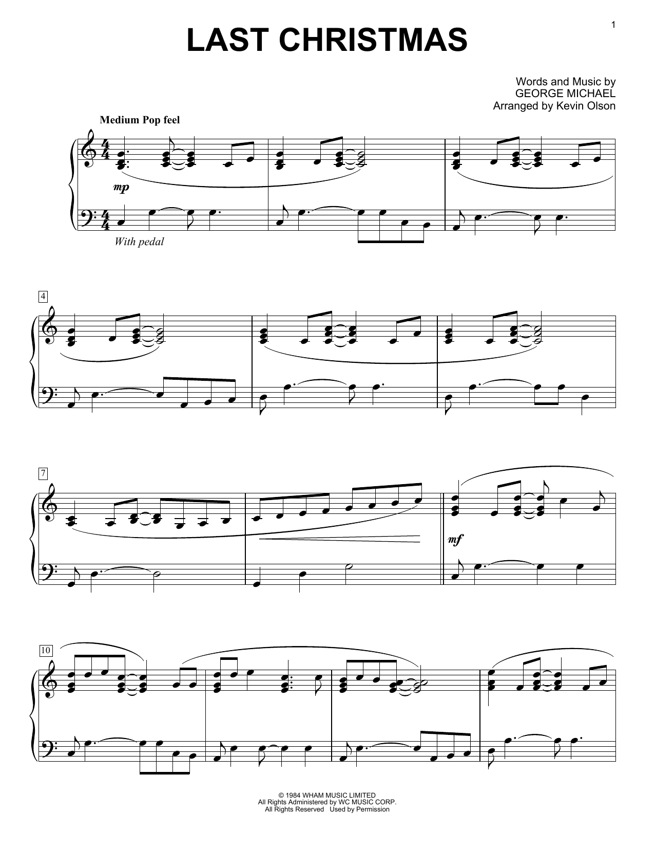 Product gallery: Page 1 of 1 Last Christmas (arr. Kevin Olson), Wham!