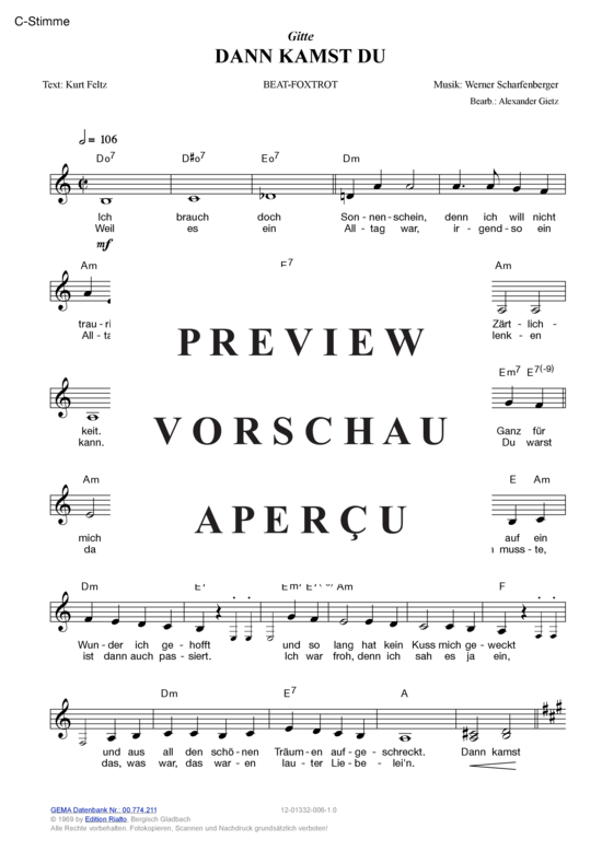 Produktgalerie: Seite 3 von 11 Dann kamst du , Gitte, (Melodie-Stimmen in C/B/Es)