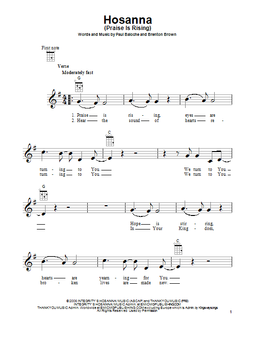 Product gallery: Page 1 of 1 Hosanna (Praise Is Rising), Paul Baloche