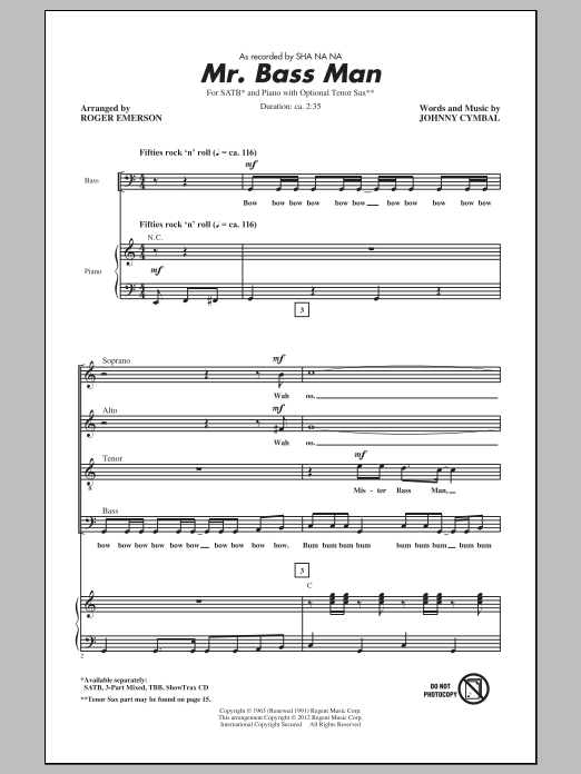 Produktgalerie: Seite 1 von 1 Mr. Bass Man, Roger Emerson, Chor