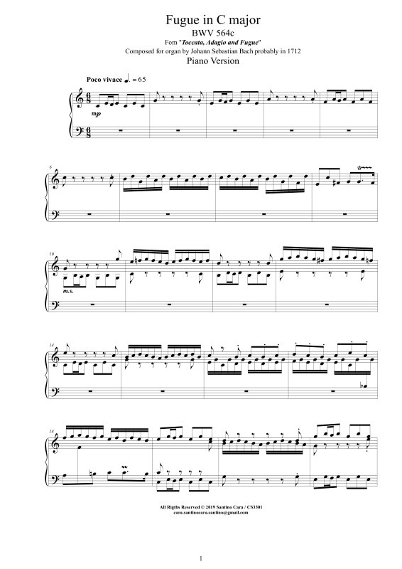 Produktbild zu: Fuge in C-Dur BWV 564cJohann Sebastian Bach