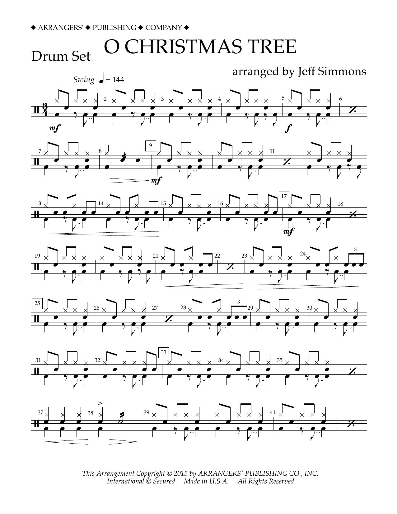 Product gallery: Page 1 of 1 O Christmas Tree - Drum Set, Jeff Simmons