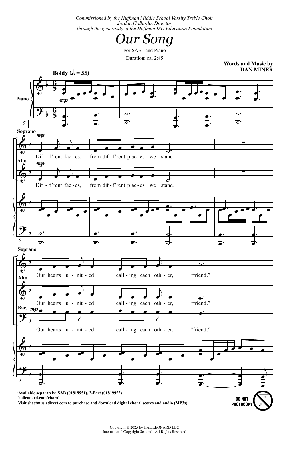 Produktgalerie: Seite 1 von 1 Our Song, Dan Miner, Chor
