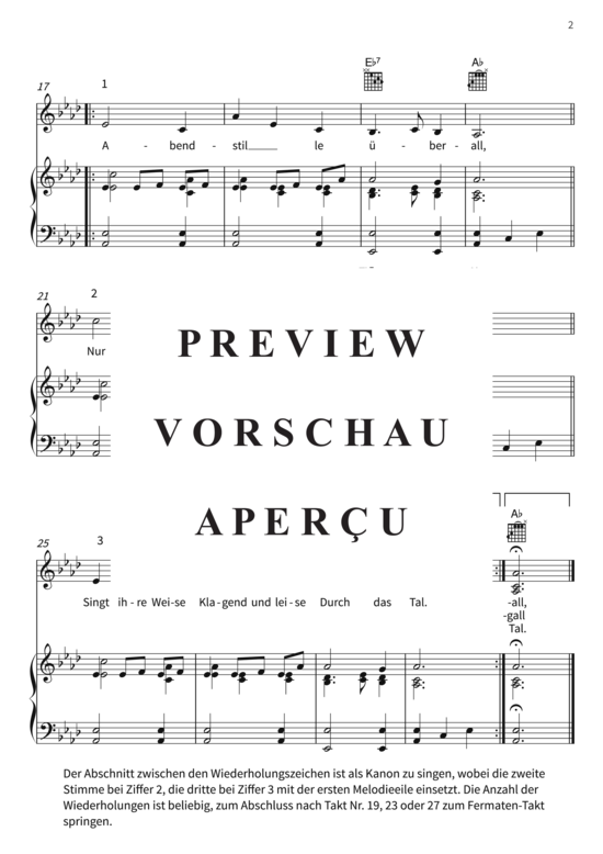 Produktgalerie: Seite 5 von 5 Abendstille - Wiegenlied, , (Gesang + Klavier, Gitarre)