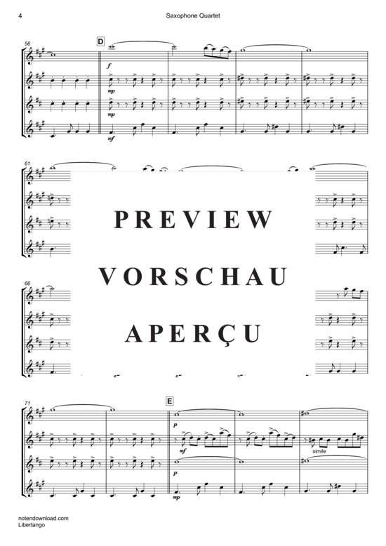 Product gallery: Page 5 of 17 Libertango (Saxophon Quartett A(S) , Piazzolla, Astor, ATB)