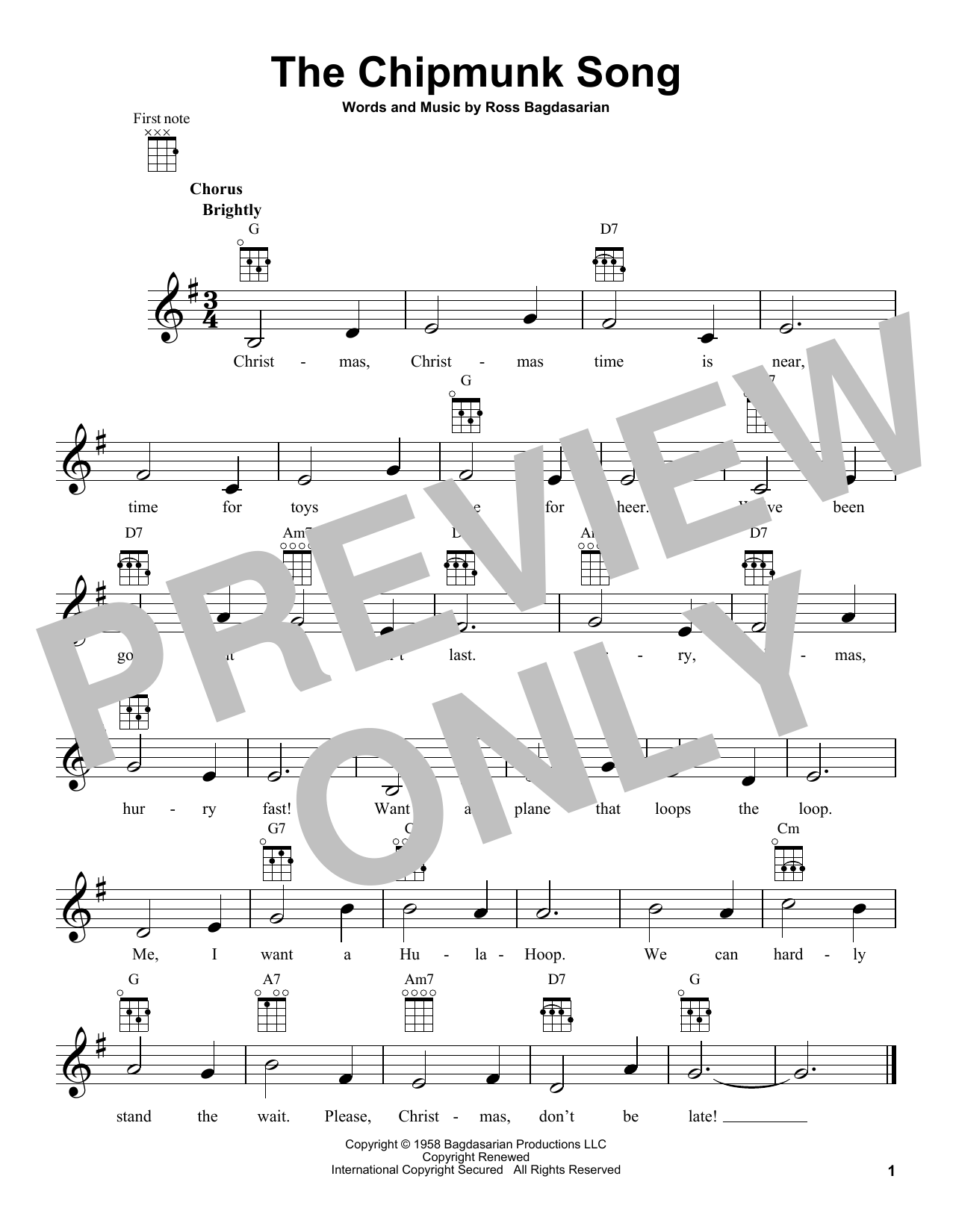 Product gallery: Page 1 of 1 The Chipmunk Song, Alvin And The Chipmunks