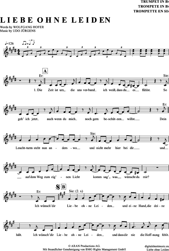 Produktgalerie: Seite 1 von 4 Liebe Ohne Leiden , Jürgens, Udo, Trompete in B
