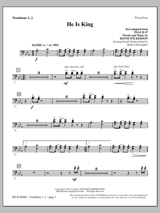 Produktgalerie: Seite 1 von 1 He Is King - Trombone 1 & 2, Keith Wilkerson, Chor