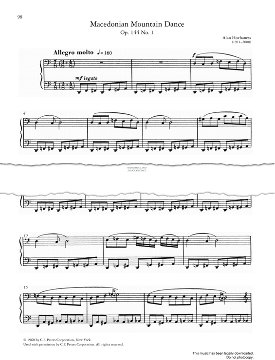 Produktgalerie: Seite 1 von 1 Macedonian Mountain Dance, Op. 144 No. 1, Alan Hovhaness, Klavier