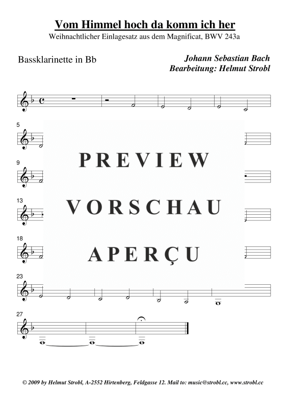 gallery: Vom Himmel hoch da komm ich her Einlagesatz, , Klarinettenquartett