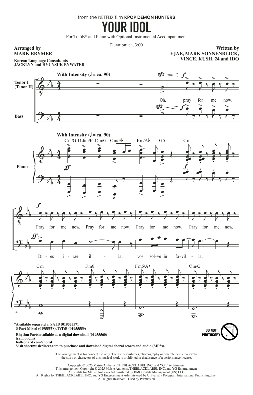 Produktgalerie: Seite 1 von 1 Your Idol (from KPop Demon Hunters) (arr. Mark Brymer), Saja Boys, Chor
