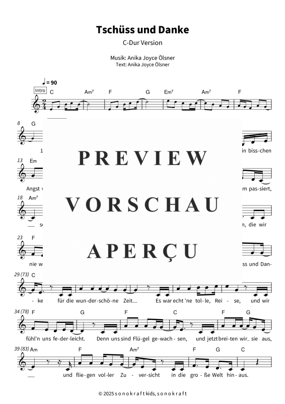 gallery: Tschüss und Danke - C-Dur Version, Steffi Sonnenschein, (Vocals and chords (Leadsheet(