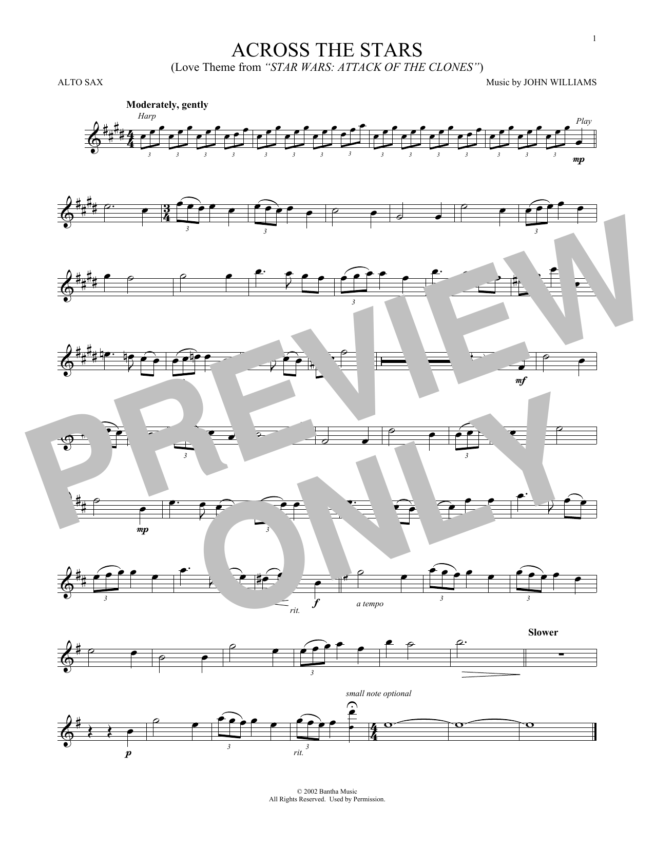 Product gallery: Page 1 of 1 Across The Stars (from Star Wars: Attack Of The Clones), John Williams