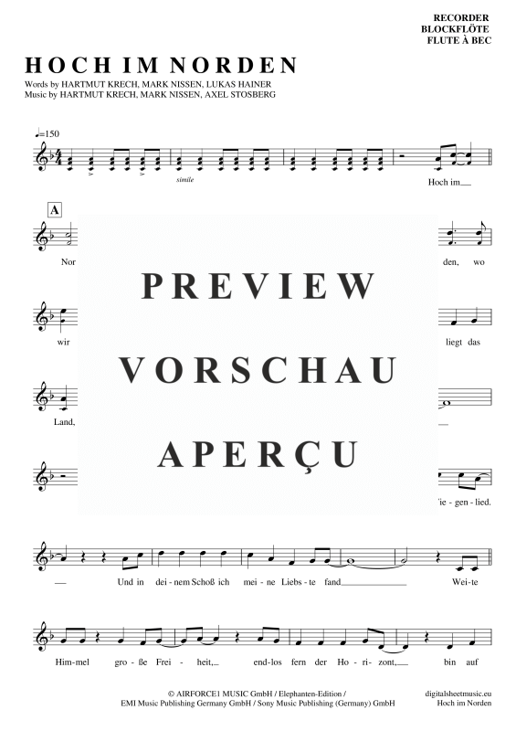 Product gallery: Page 2 of 4 Hoch Im Norden, Santiano, (recorder)