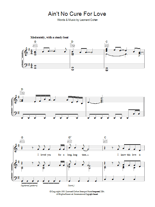 Produktgalerie: Seite 1 von 1 Ain't No Cure For Love, Leonard Cohen, Gesang, Gitarre, Klavier