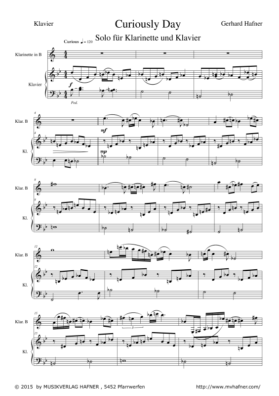 Product gallery: Page 1 of 10 Curiously Day, , (clarinet in Bb and piano)