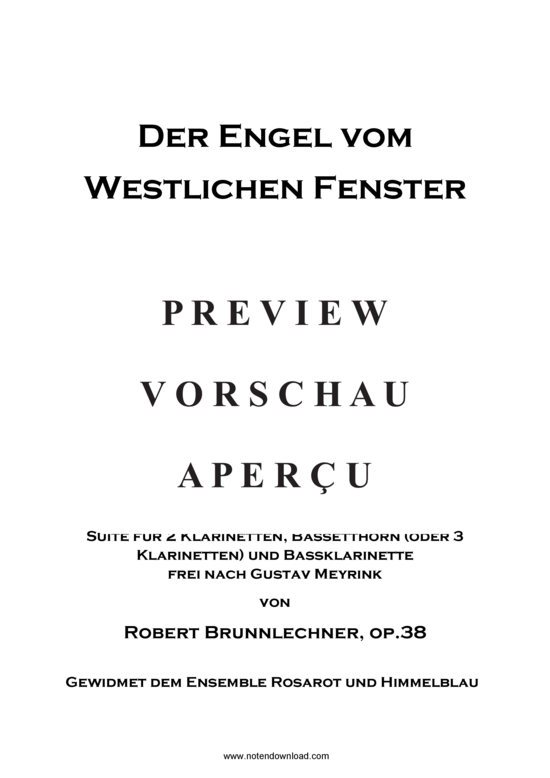gallery: Der Engel vom westlichen Fenster , , (Klarinettenquartett Partitur)