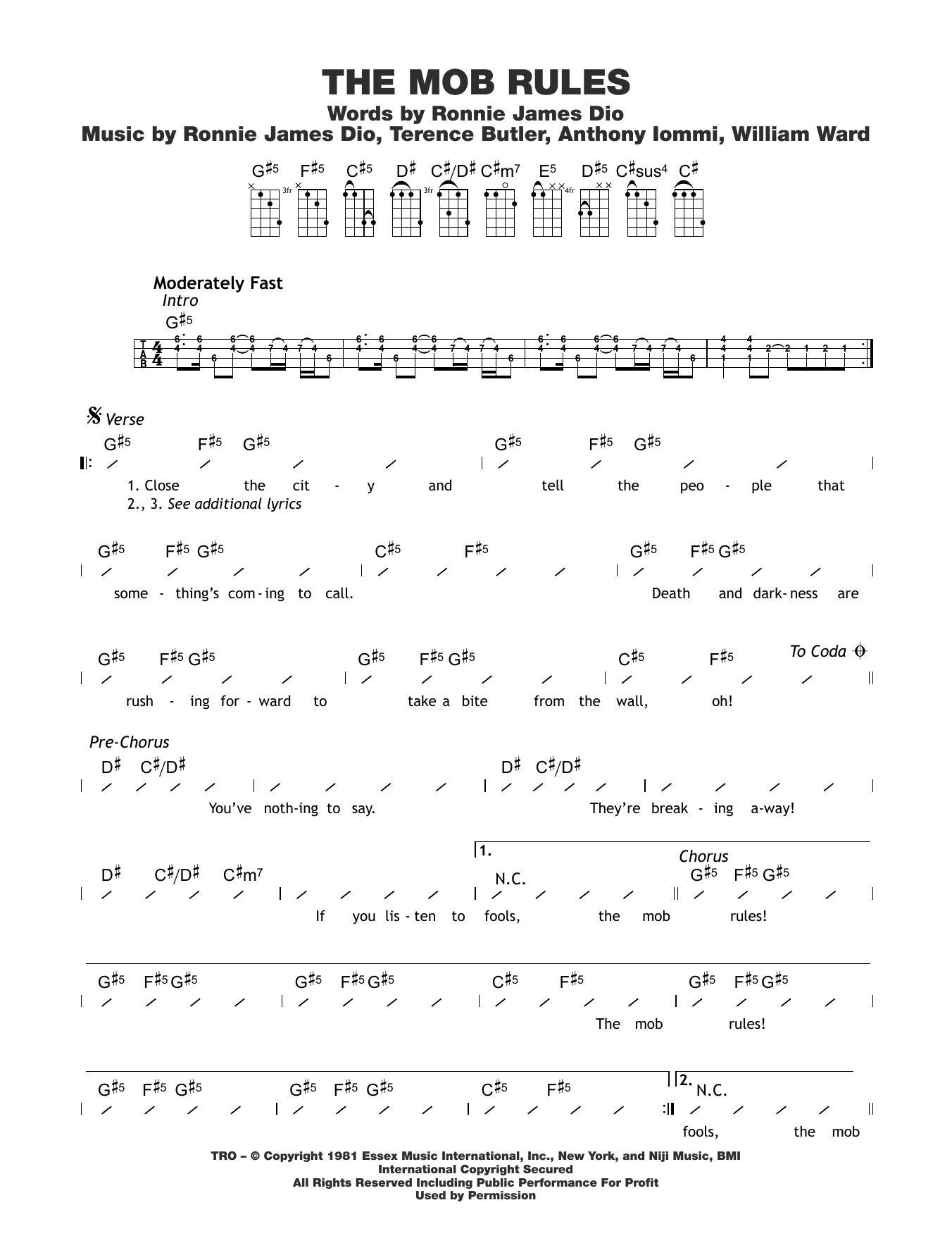 Produktgalerie: Seite 1 von 1 The Mob Rules, Black Sabbath, Ukulele