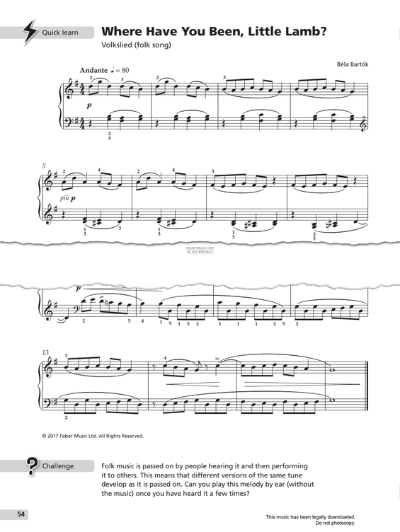 Produktgalerie: Seite 1 von 1 Where Have You Been, Little Lamb, Bela Bartok, Klavier