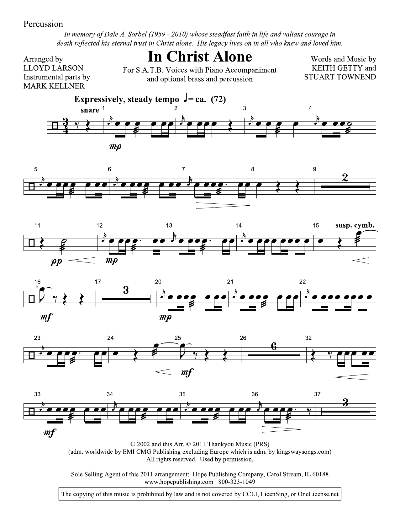 Produktgalerie: Seite 1 von 1 In Christ Alone - Percussion, Lloyd Larson, Chor