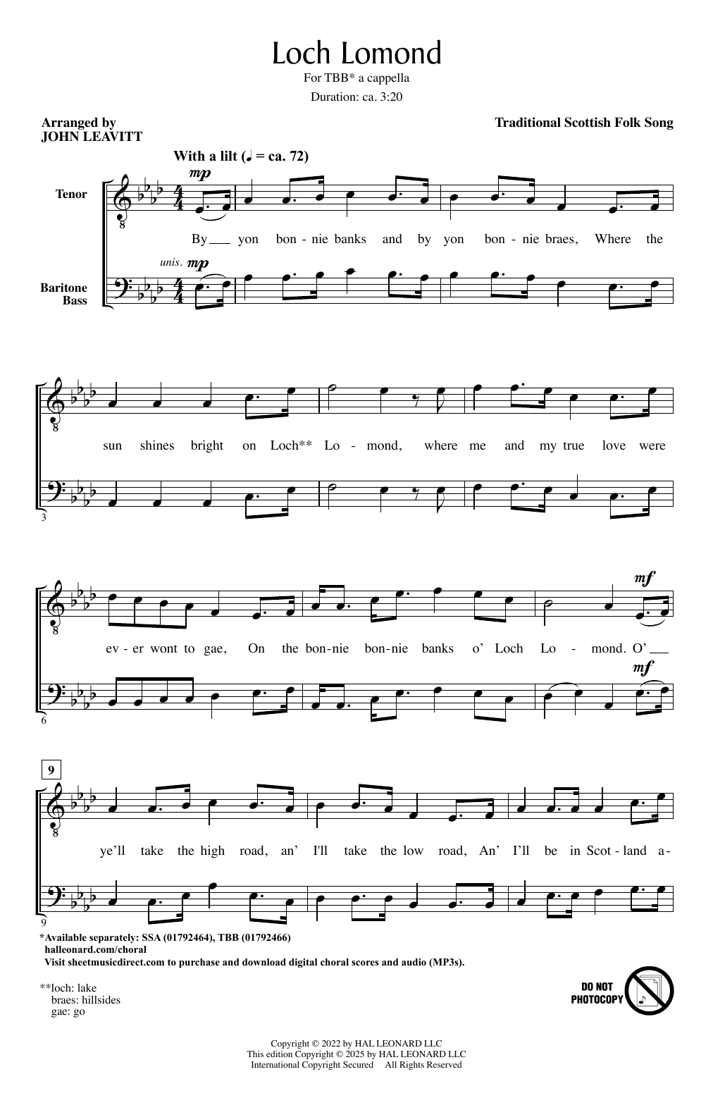Product picture to: Loch Lomond (arr. John Leavitt)