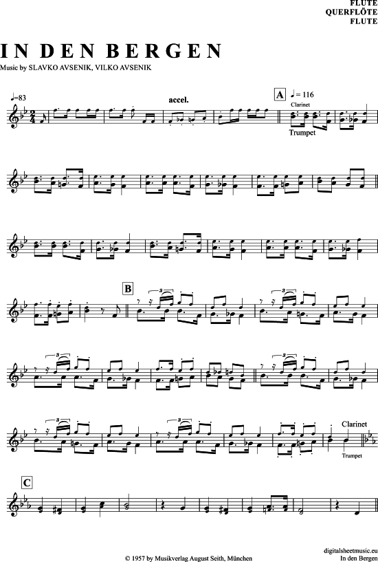 Product gallery: Page 1 of 4 In Den Bergen , Avsenik, Slavko, (transverse flute)