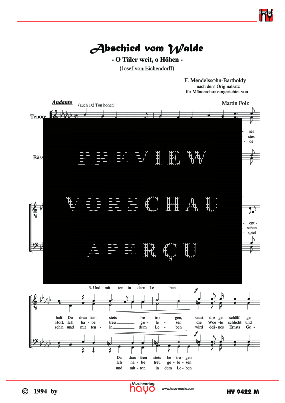 Product gallery: Page 3 of 4 Abschied vom Walde, , (male choir)