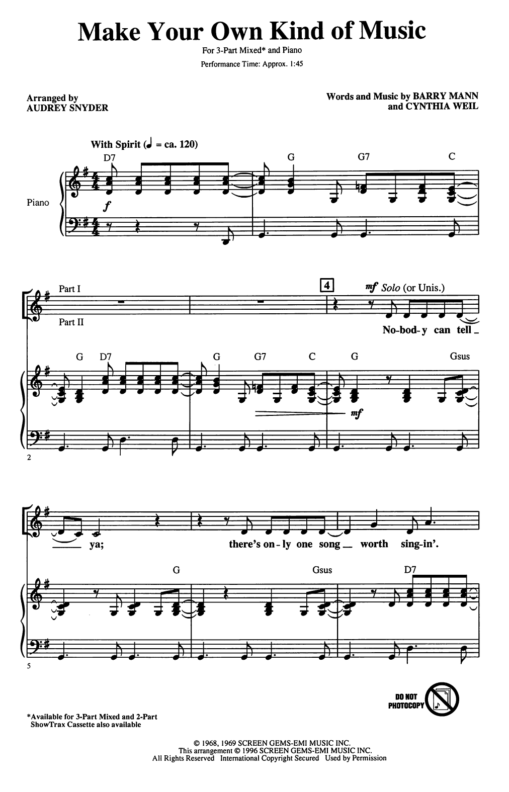 Produktgalerie: Seite 1 von 1 Make Your Own Kind Of Music (arr. Audrey Snyder), Mama Cass Elliot, Chor