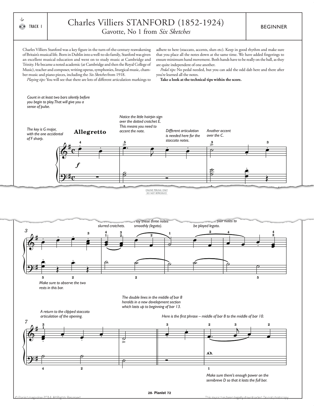 Product gallery: Page 1 of 1 Gavotte, No.1 (from 'Six Sketches'), Charles Villiers Stanford
