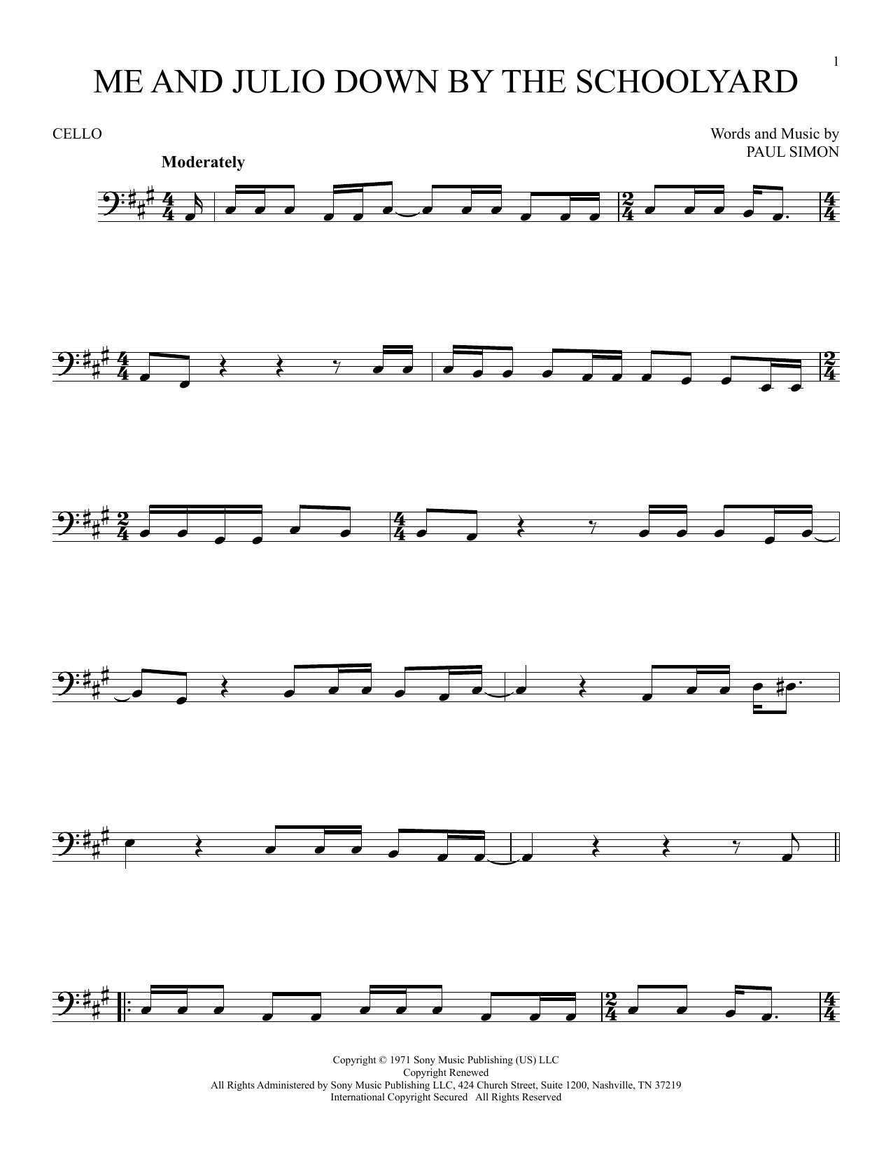 Produktgalerie: Seite 1 von 1 Me and Julio Down By The Schoolyard, Paul Simon, Violoncello