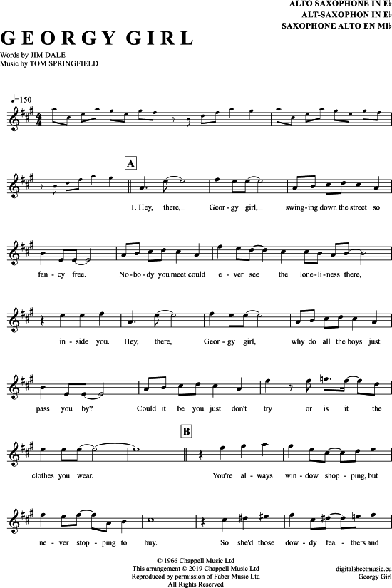 Product gallery: Page 1 of 4 Georgy Girl , Seekers, The, Alto Saxophone