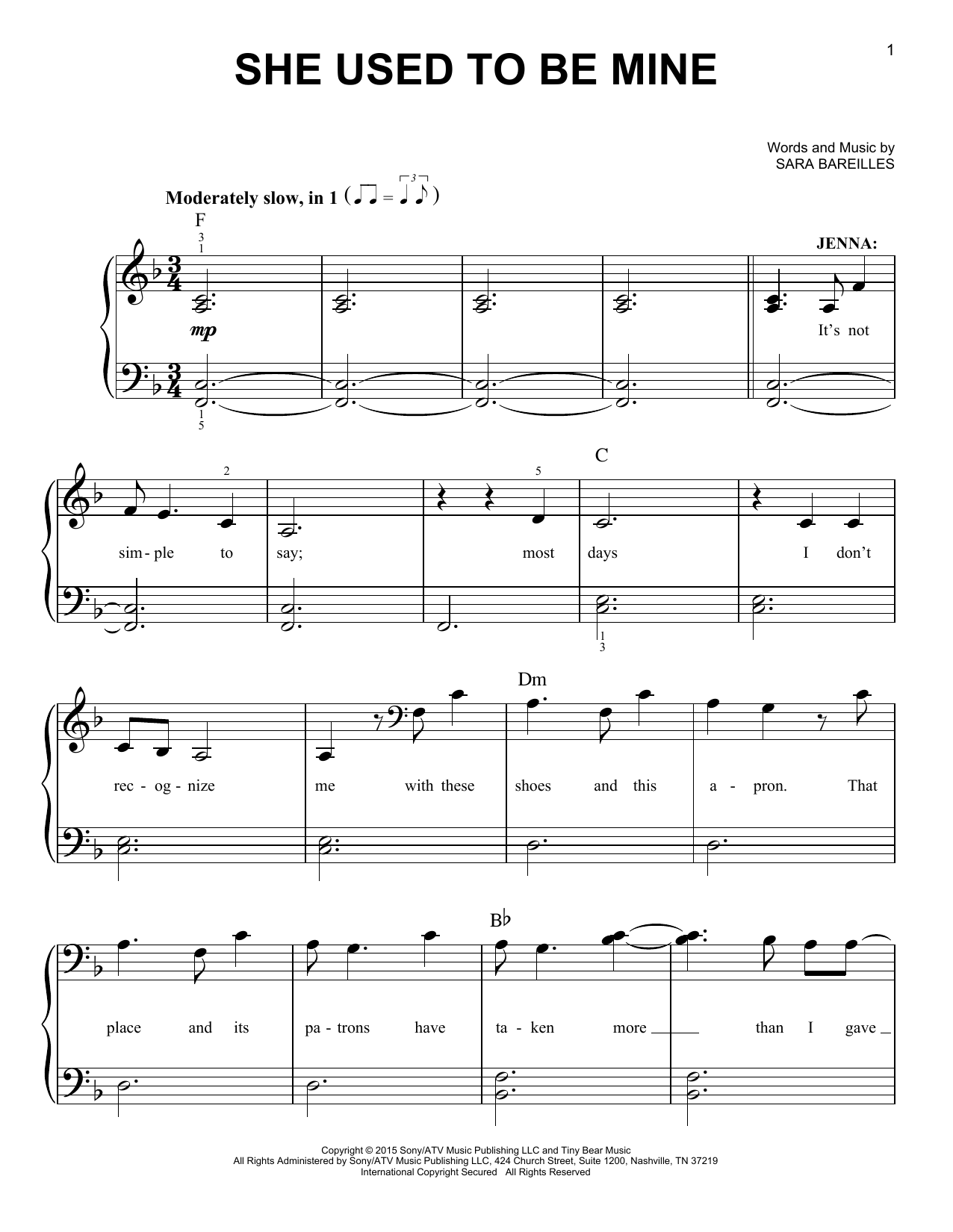 Produktbild zu: She Used To Be Mine (from Waitress The Musical)