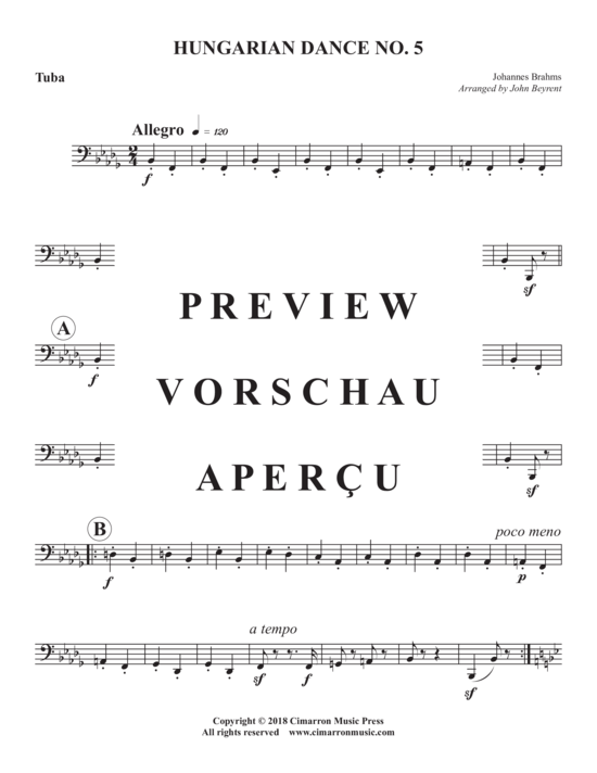 Produktgalerie: Seite 16 von 17 Hungarian Dance No. 5 , , (Blechbläser Quintett)