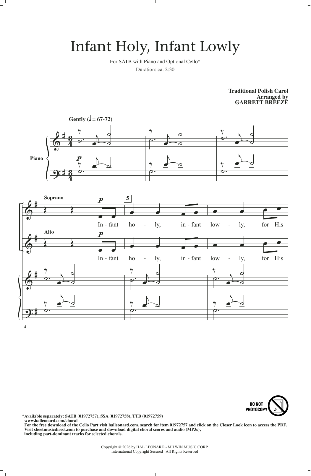 Product picture to: Infant Holy, Infant Lowly (arr. Garrett Breeze)