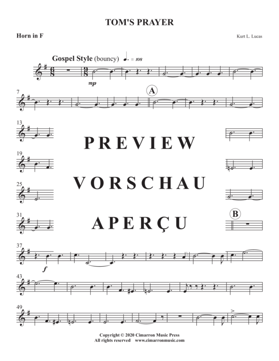 Produktgalerie: Seite 12 von 17 Tom´s Prayer , , (Blechbläser Quintett)