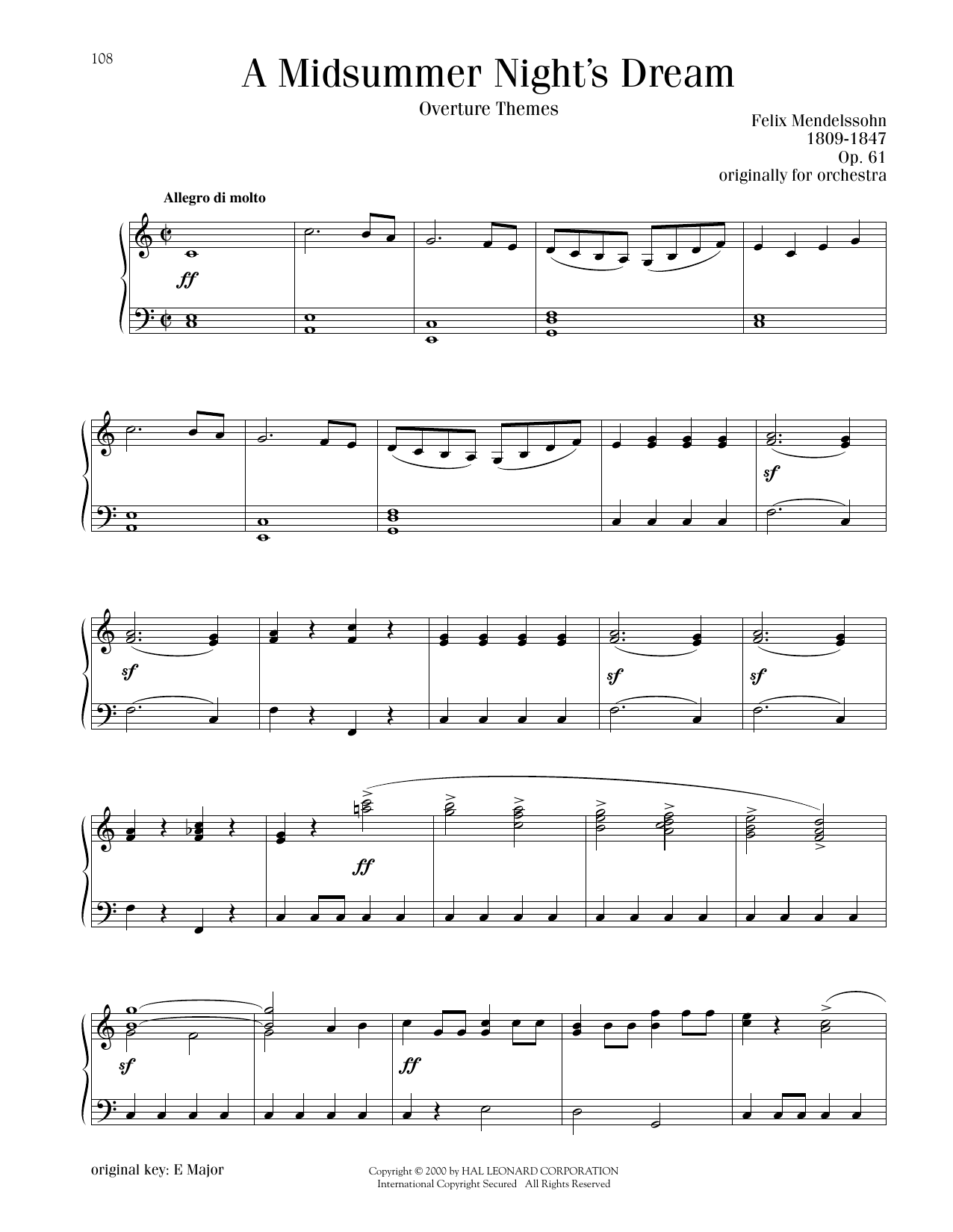 Produktbild zu: A Midsummer Night's Dream Overture, Excerpt