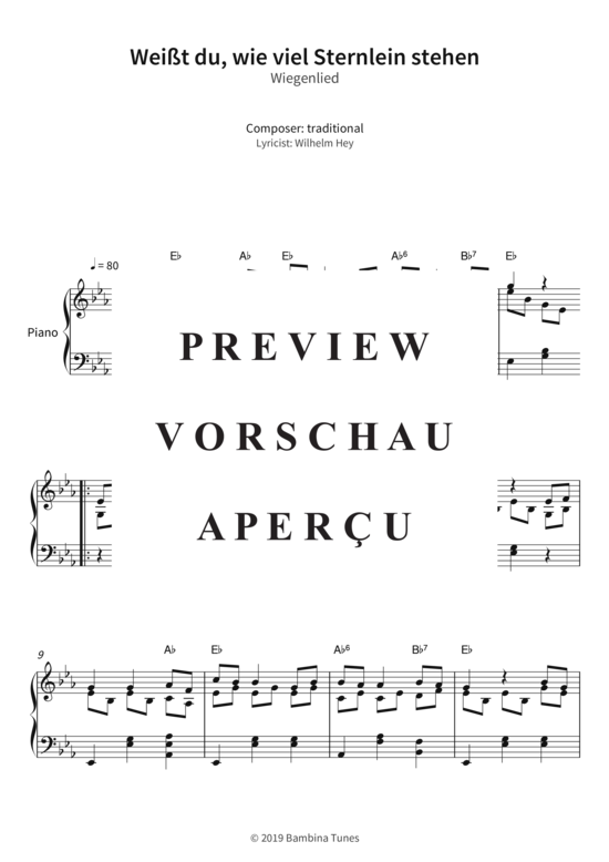 Produktgalerie: Seite 4 von 5 Weißt du, wie viel Sternlein stehen - Wiegenlied , , Klavier Solo