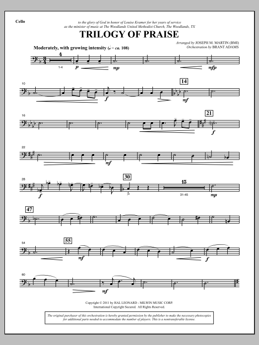 Produktbild zu: Trilogy Of Praise - Cello