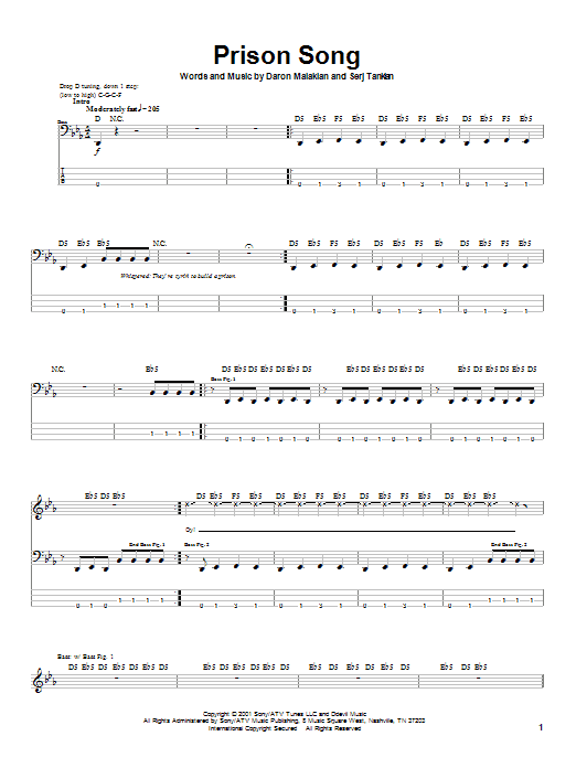 Produktgalerie: Seite 1 von 1 Prison Song, System Of A Down, E-Bass