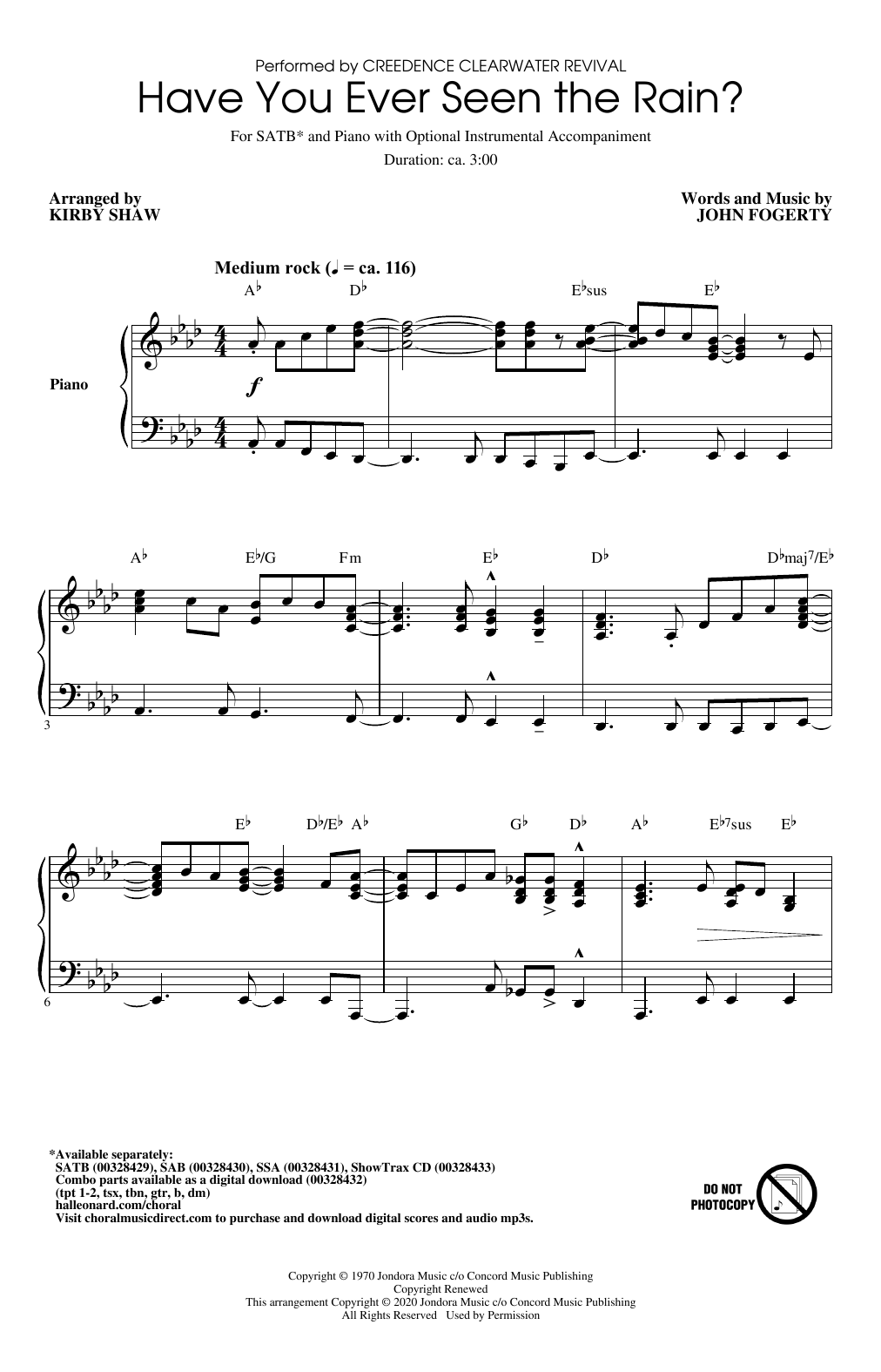 Produktbild zu: Have You Ever Seen The Rain? (arr. Kirby Shaw)