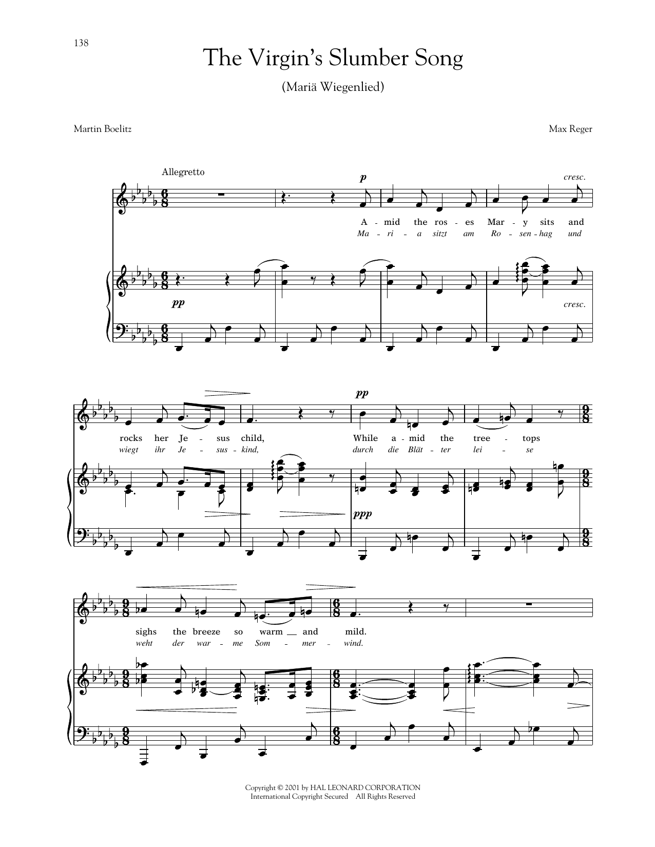 Product picture to: Mariä Wiegenlied (The Virgin's Slumber Song) (Reger)