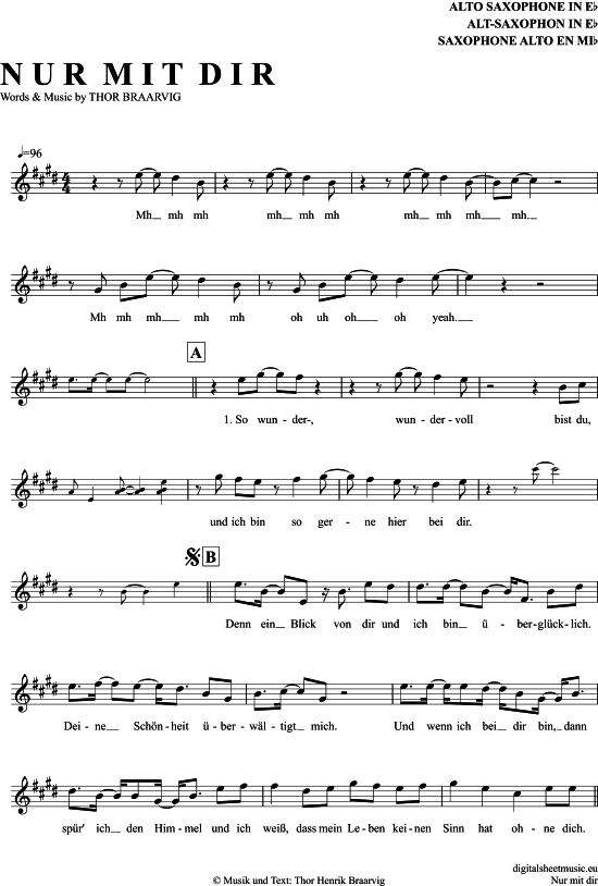 Product gallery: Page 1 of 4 Nur Mit Dir , Braarvig, Thor, Alto Saxophone
