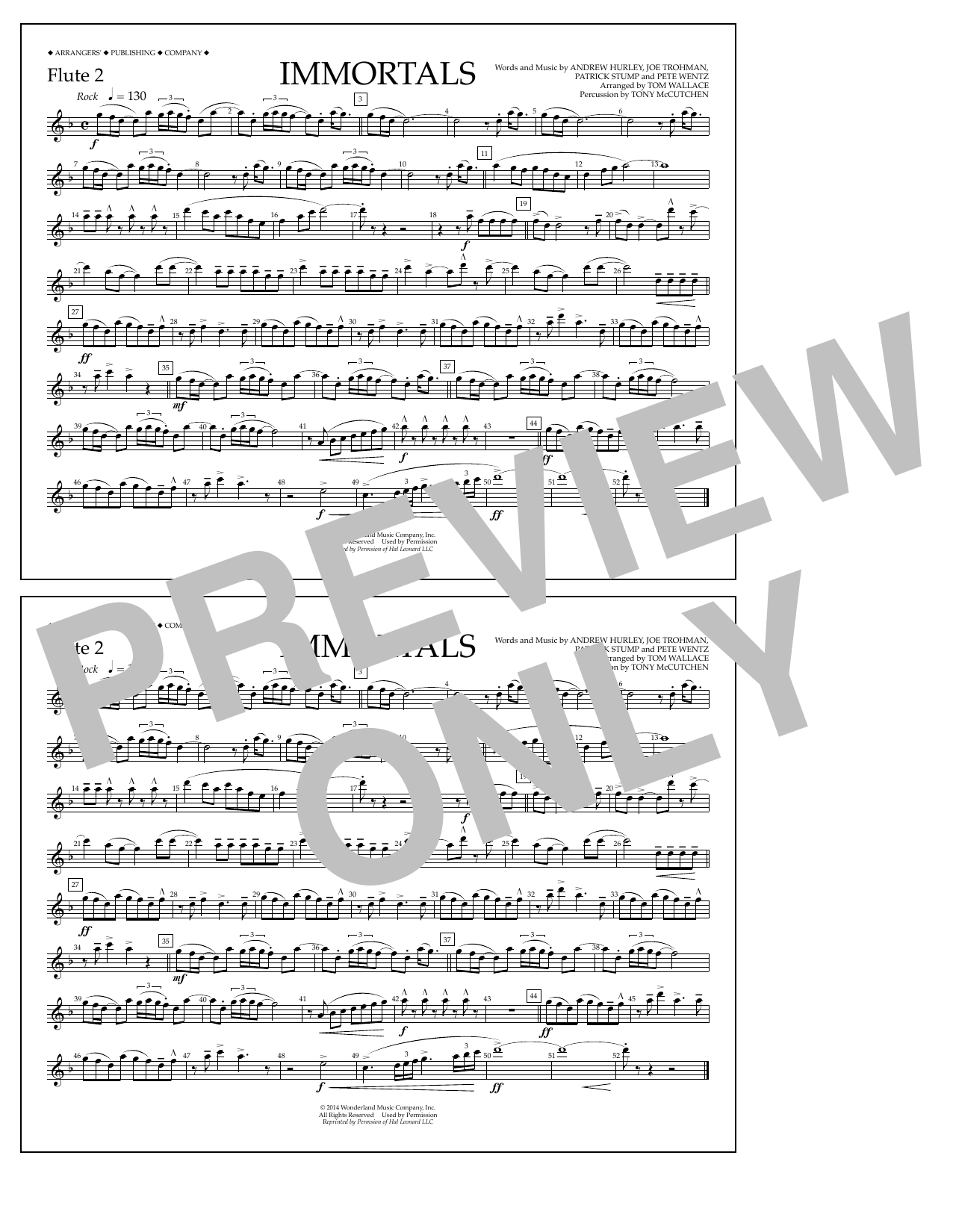 Produktbild zu: Immortals (from Big Hero 6) (arr. Tom Wallace) - Flute 2